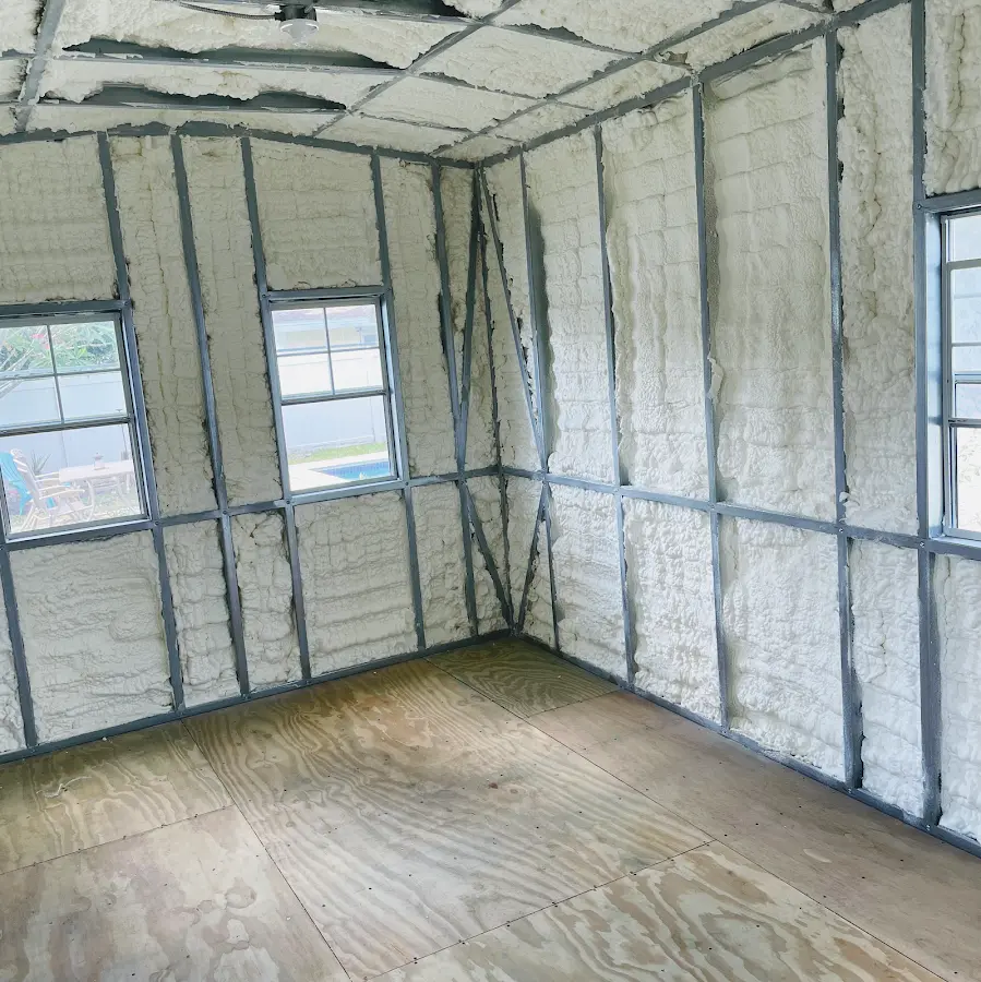 Closed-cell spray foam insulation applied to wall cavities in a residential project in Pigeon Forge